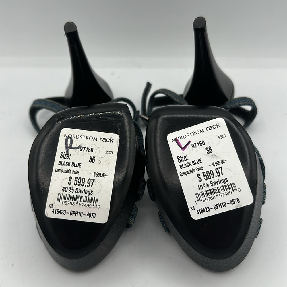 Yves Saint Laurent YSL Tribute 105 Sandal Blue Denim Pearl Size 36 EU / 6 US New - Picture 6 of 9